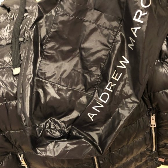 Andrew Marc Black Packable Down Puffer Jacket Size Medium Like New - Picture 9 of 12